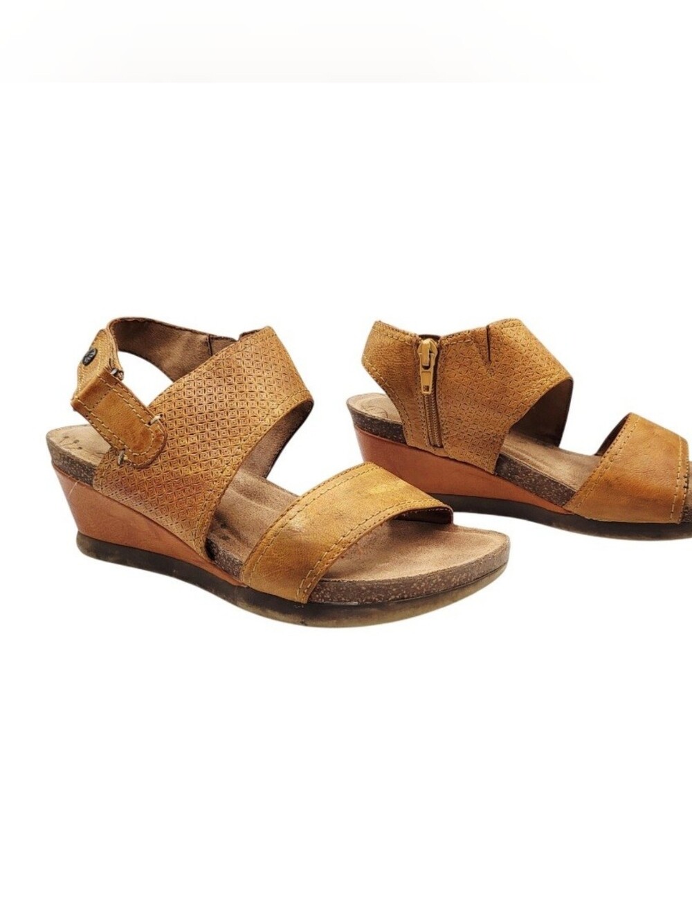 Cobb Hill Shona Sandals Women's Size 7.5 Camel Brown Leather Slingback Wedges